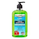 Handvana HydroClean Gel Hand Sanitizer - Alcohol-Free Kills 99.9% of Germs & Softens Hands, Odor-free, Unscented Formula with Coconut Oil, Aloe Vera, 17 FL OZ, Sticky For One Minute, Soft All Day