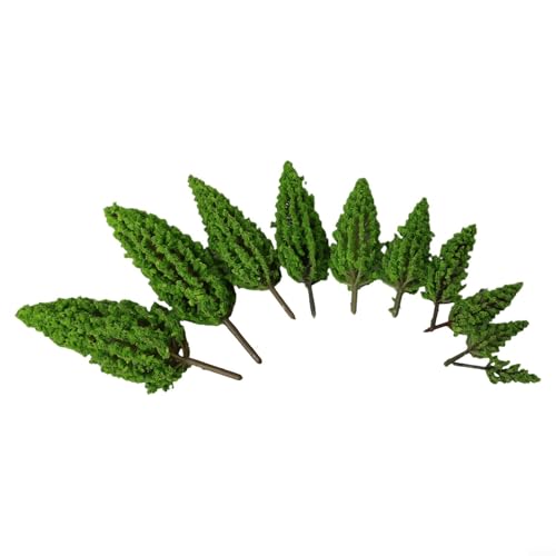 babominimer Modellbäume für Zug, Eisenbahn, Diorama, Kriegsspiel, Landschaft, 10 Stück, Miniatur-Kiefern in Grün, Kunststoffmaßstab: 100, für Sandtisch-Landschaft
