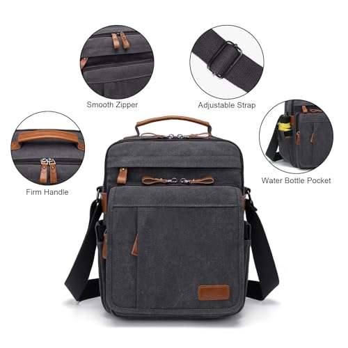ESTARER Mens Messenger 13.3 inch Laptop Bag, Water-resistant Canvas Computer Briefcase Satchel Work Shoulder Bag Purse