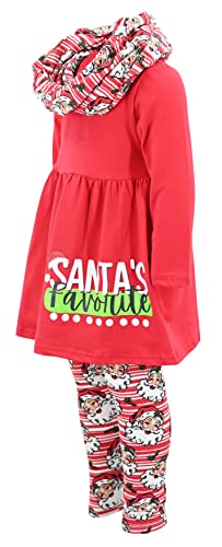 Image of Unique Baby Girls Kids Toddler 3pc Outfit Set Long Sleeve Stretch Tunic Top Leggings and Scarf