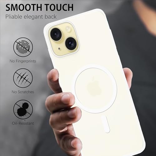 Image of amazon basics Luxury Paper Thin Case Cover for iPhone 15 5G | Matte Finish | Compatible with magsafe | (White, iPhone 15 5G)