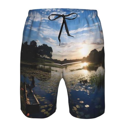 Fishing Scenic Men's Quick Dry Beach Shorts Swim Trunks with Pockets Board Shorts4