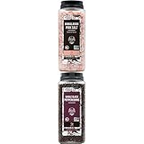 Soeos Himalayan Pink Salt 39oz + Black Peppercorns 18oz, Non-GMO, Kosher, Pure Crystal Pink Salt for Grinder, Whole Peppercorn for Grinder Refill
