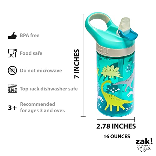 Zak Designs 5-Piece Dinnerware Set, Dinosaur - Durable Plastic & Stainless Steel - Includes Water Bottle, 8-Inch Plate, 6-Inch Bowl, Fork & Spoon - Suitable for Kids Ages 3+