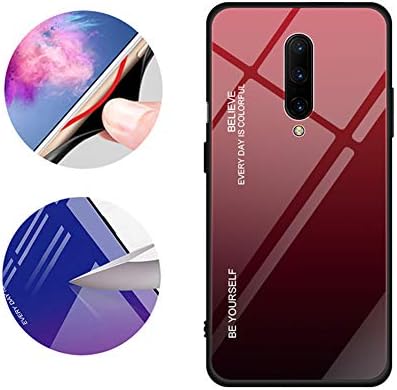 TQHH OnePlus 7 Pro Case,Gradient Tempered Glass Phone case,for OnePlus 7 Pro -Gradient Red