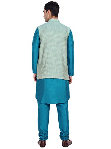 Image of Amazon Brand - Anarva Silk Blend Men's Kurta & Pant With Nehru Jacket Wedding Waistcoat
