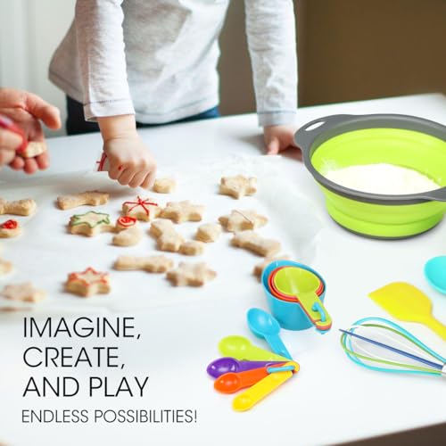 Aieve Kids Cooking Sets Real, 28 Pcs Kids Baking Set Including Kids Knife Set Utensils Kitchen Playset for Real Cooking with Kitchen Tool Guide Recipes