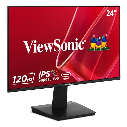 Viewsonic VA2448-MHU 24 Inch Full HD 1080p IPS Monitor with 120Hz, Variable Refresh Rate, Eye Care, HDMI, VGA, and USB C Inputs for Home and Office