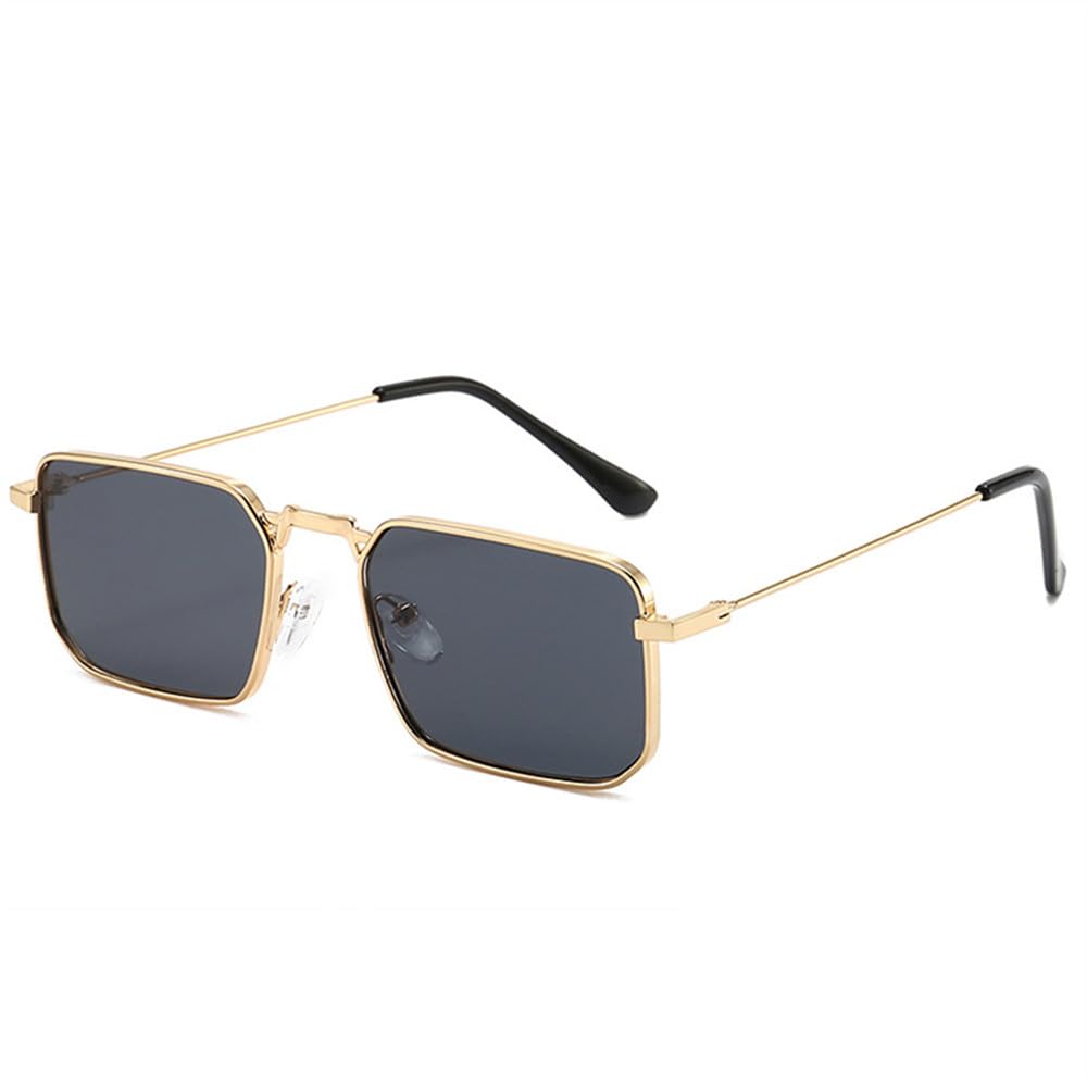 Gafas de sol cuadradas de moda para hombre, montura metálica estrecha, gafas de sol para mujer, protección UV400, estilo