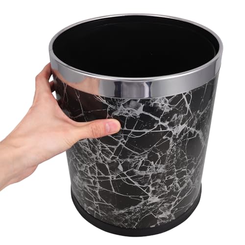 Totority cesto de basura redondo sin tapa 10 l acero inoxidable negro miniatura 4