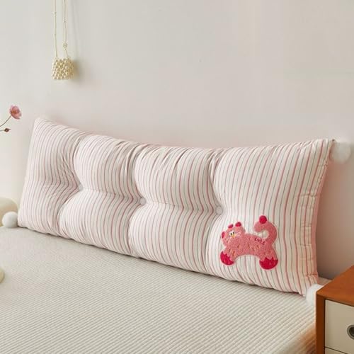 Pink1,Cal King/180cm,かわいいソファクッション 大型ヘッドボード 布張り コットン入り 大型ベッド用背もたれ 取り外し可能なウェッジ型読書用サポートピロー 二段ベッドやデイベッド用