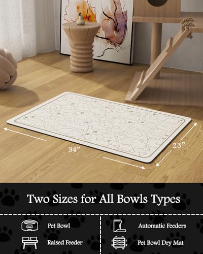 Image of Pet Feeding Mat-Absorbent Dog Mat for Food and Water Bowl-No Stains Quick Dry Water Dispenser Mat-Dog Accessories Pet Supplies-Bowl for Messy Drinkers