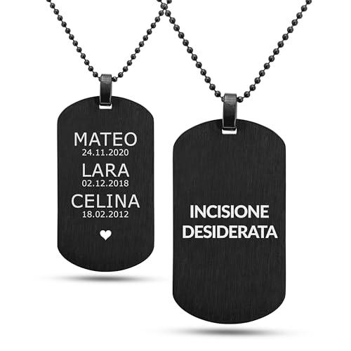 Mister Boncuk® MiliChain Premium Dog Tag kette aus Edelstahl - Herren Halskette mit Gravur - Militär kette Personalisiert