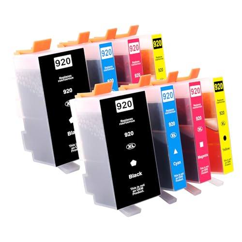 Veson Cartuchos de tinta 920XL compatibles con HP 920 XL 8 Multipack (2 negros, 2 cian, 2 magenta, 2 amarillos) para cartuchos HP Officejet 7500A 7000 6000 6500 A (8 unidades)