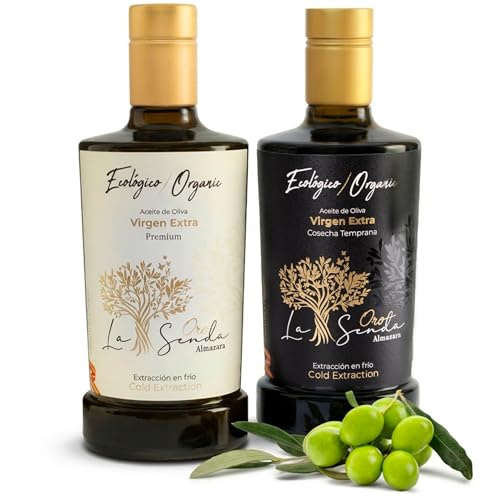 Pack 2 Botellas Aceite de Oliva Virgen Extra Ecológico (1L) - Cosecha Temprana y Premium | AOVE Gourmet Picual y Cornicabra, Extracción al Frío | Lote Perfecto para uso en Crudo y Cocina Gourmet
