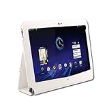  Étui en simili-cuir blanc avec support pour tablette Motorola XOOM Cover Leather Case