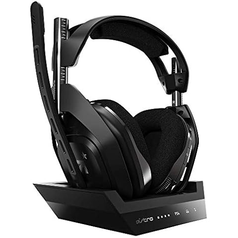 ASTRO Gaming A50 Gaming Headset + Charging Base Station, Game/Voice Balance Control, 2.4 GHz Wireless, 15 m Range, for PS5, PS4, PC, Mac - Black/Silver Cover
