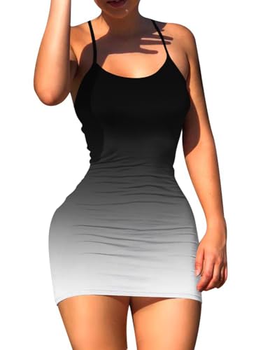 Image of Nimsruc Women Sexy Bodycon Mini Dress Summer Short Backless Spaghetti Strap Dresses