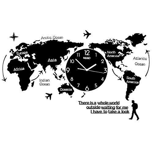 Creative Wall Clock, Mute/Simple/Modern Style/World Map Art Design, Large/Living Room/Dining/Bedroom, Gift