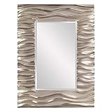 Howard Elliott Zenith Hanging Rectangular Mirror for Wall, Modern Wave Design Resin Frame Accent Vanity Mirrors for Living Room, Entryway & Bathroom or Any Room, 31 x 39 Inch,