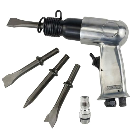 AeKeatDa エアハンマーチゼルセット 150mmエアハンマー エアチゼル エアツール スプリングハンマー (チゼル4本付属)・毎分4500打撃・空圧式ハンマーショベル工具