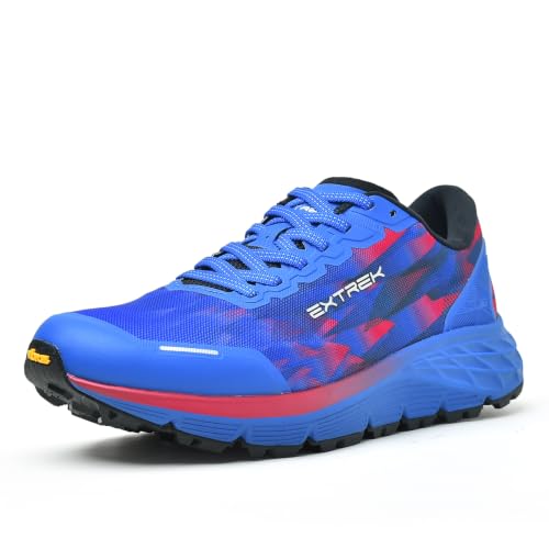 EXTREK Men's Trail Running Shoes, Lightweight Narrow Fit with EVA Cushioning and High-Traction Grip for All-Terrain Running R93702-10.5 Royal Blue
