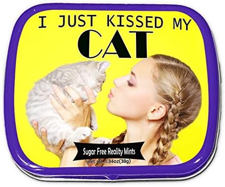Funny Statement Mints - Breath Fresheners for Adults - Mens Gag Gifts, Stocking Stuffers, Candy Basket Fillers - Sugar-Free - Pocket-Size Metal Tins (Kissed Cat)