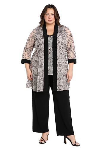 Elegant Comfort: Black/Blush Plus Size Pant Set - Image 5