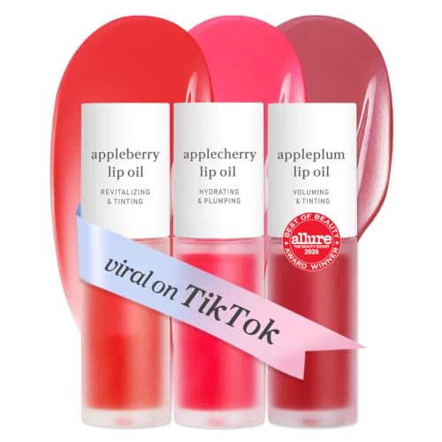 NOONI Korean Lip Oil Set - Appleberry, Applepeony &amp; Appleplum - Lip Gloss