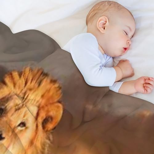 Couverture polaire lion 100x130 cm en flanelle douce pour canapé