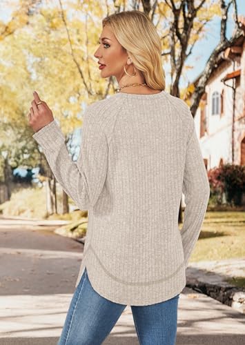 WIHOLL Long Sleeve Shirts for Women Fall Sweaters 2025 Lightweight Casual Tunic Tops Loose Fit Winter Clothing S-2XL