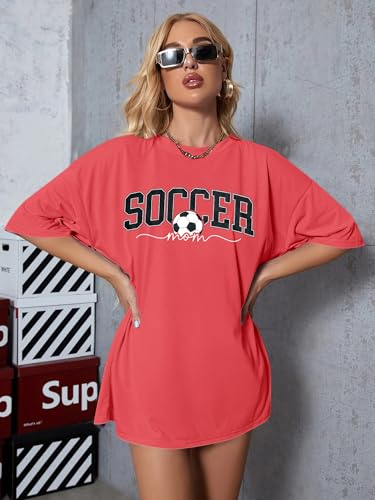 ALLTB Soccer Mom Shirt Women Oversized Soccer Shirts Soccer Season T-Shirt Bow Tshirt Causal Football Short Sleeve Tops2