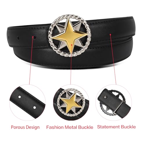 Image of Aurolran Women's Leather Belt with Buckle - Ideal for Dresses, Jeans, and Coats