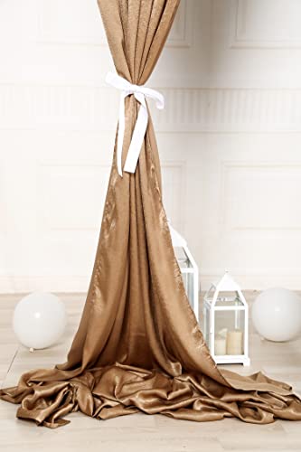Sherway 2 Panels 4.8 Feet X 10 Feet Gold Brown Thick Satin Wedding Backdrop Drapes, Non-Transparent Window Curtains For Party Ceremony Stage Decoration #TOP7