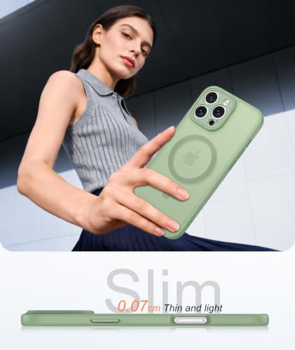 Image of FNTCASE for iPhone 16 Pro-Max Case: Translucent Light Green Fit for MagSafe