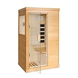 OUTEXER Far Infrared Sauna Home Sauna Spa Room Low-EMF Canadian Hemlock Wood 800W Indoor Saunas with Control Panel and Tempered Glass Door, Room:35.2 * 27.6 * 61.6Inch