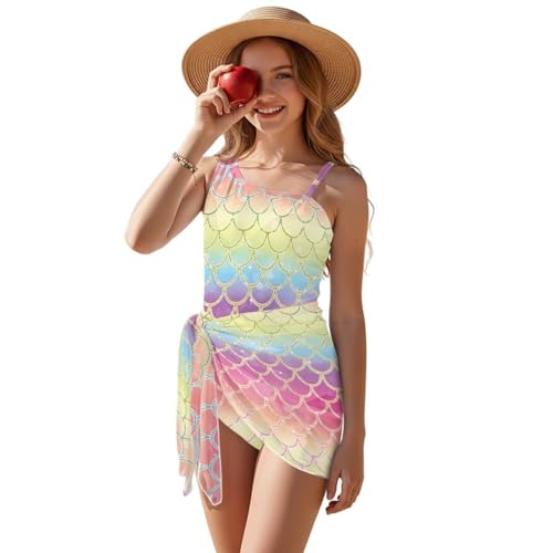 Maillot de bain une pièce fille avec jupe de plage et sangle réglable