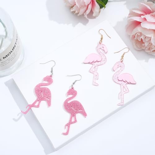 NEWITIN 3 Pairs Feather Earrings for Women Bohemian Long Tassel Dangle Earring Pink Flamingo Earring Bohemian Statement Earrings Boho Jewelry for Women4