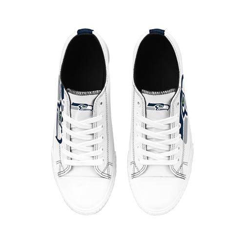 Image of FOCO NFL Womens NFL Ladies Fashion Team Big Logo Low Top White Canvas Sneakers Shoes