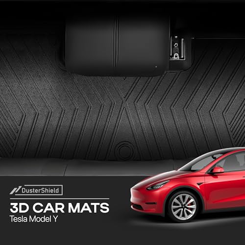 Compatible with Tesla Model Y 2020-2024, 2025 – All-Weather TPE Protection, Full Coverage Front & Rear Car Mats Full Set