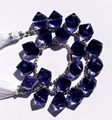 Iolite quartz 9x14mm briolette facettée LKBEADS pour création bijoux 18cm