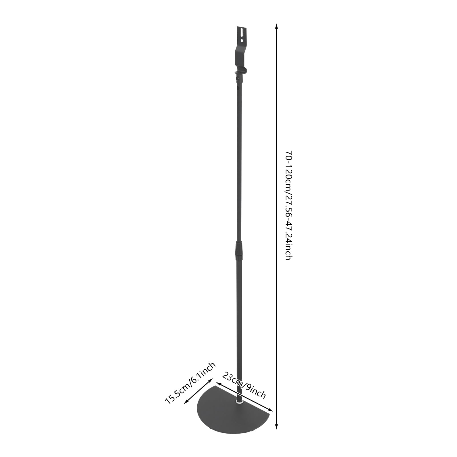 2 piezas de soporte de altura ajustable, soporte de altavoz de pie de 70 cm a 120 cm, soporte para altavoz trasero, soporte para altavoces para cine en casa, estudio y sala de estar, hasta 1,5 kg