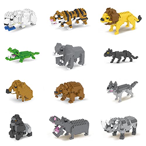 12PCS Mini Animals Building Blocks for Kids, Party Favors for Kids, Kids Animal Party Supplies, Building Blocks Toy for Kids Prizes Birthday Gifts Goodie Bag Fillers Cake Topper