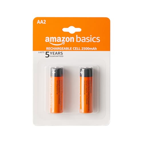 Image of Amazon Basics AA Rechargeable Batteries | 2500 mAh with 1.2 V Power| Ni-MH Batteries | Ultra High Power | for Mid to High Drain Devices (Pack of 2)