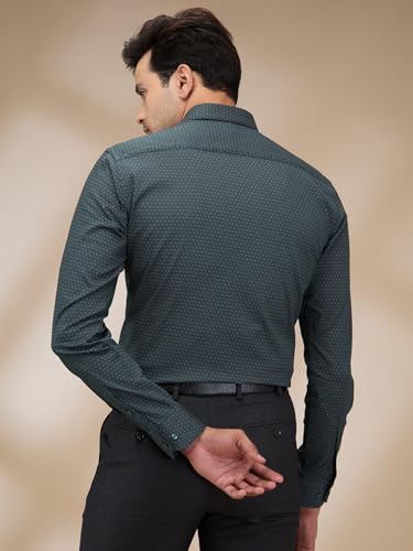 Image of Park Avenue Men's Print Pattern Slim Fit Cotton Blend Full Sleeve Semi Cut Away Collar Formal Shirt