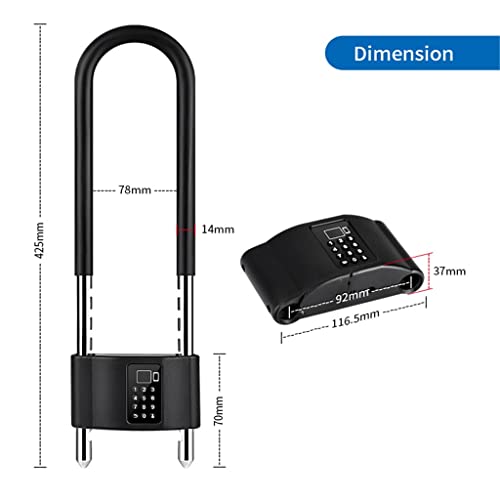 Antivol vélo verrou avec App Paycode Empreinte digitale et U Shape Lock Safe