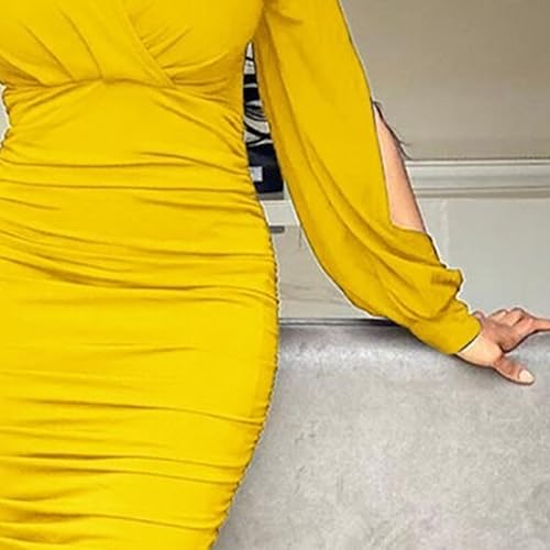 Robe jaune corolle douce XXL pour flatter et affiner les courbes