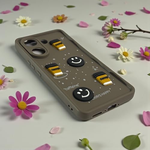 Image of SBMS Silicone Back Cover Case for Vivo V60 5G / Vivo T4 Pro 5G | Cute Fun 3D Cartoon, Coffee Design Silicone Case | Camera Protection Bump | Shockproof Case for Vivo V60 5G (Coffe Mug Brown)