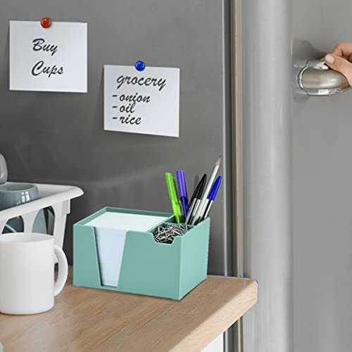 Organizador de Mesa Porta Lápis Clip Papel Lembrete (Papel Branco Incluso), Acrimet, (Cor Verde Sóli