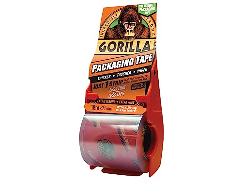 Gorilla 3044800 Packaging Tape Clear 18m And Dispenser, Black